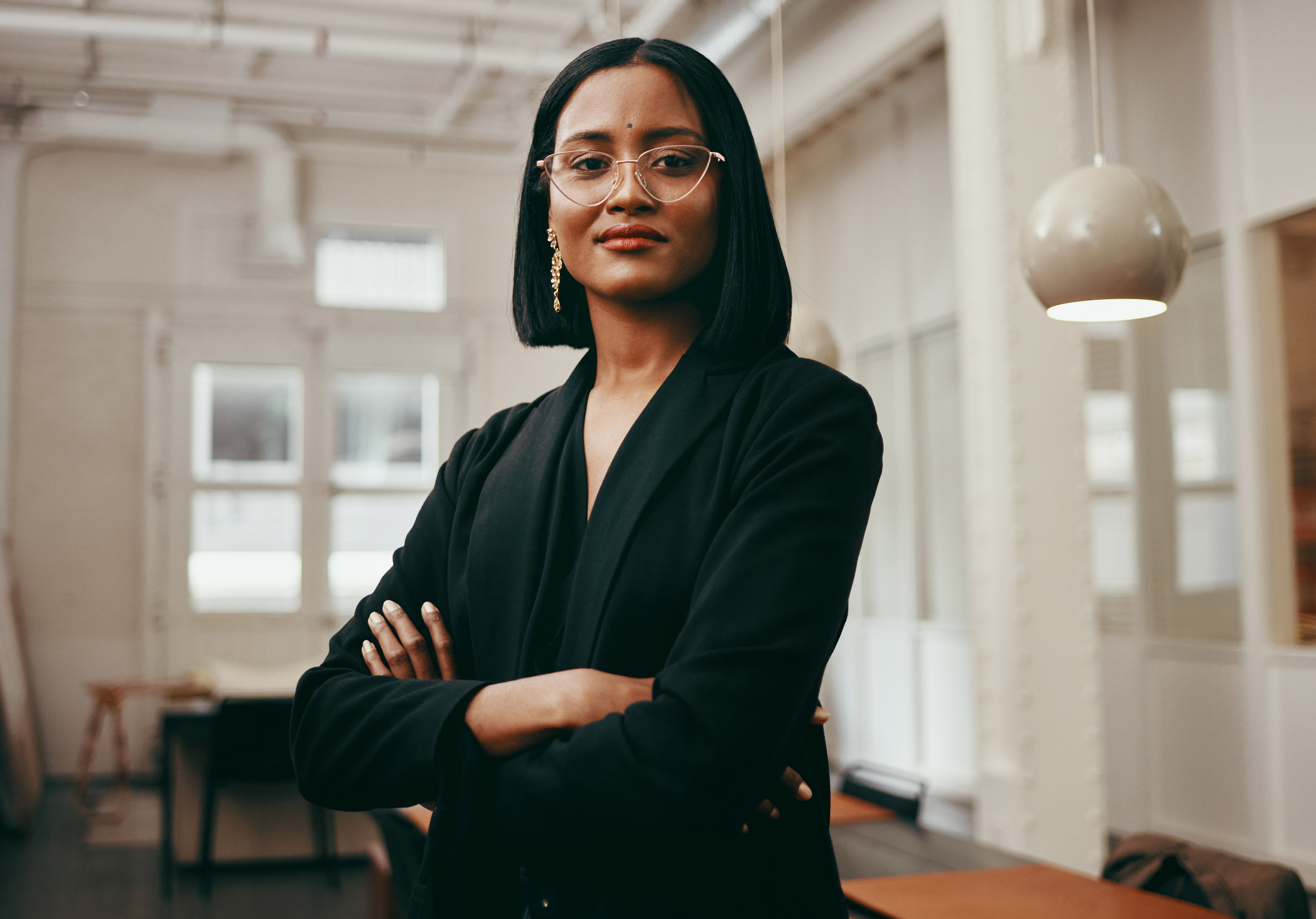 Portrait of a confident businesswoman working in a modern office